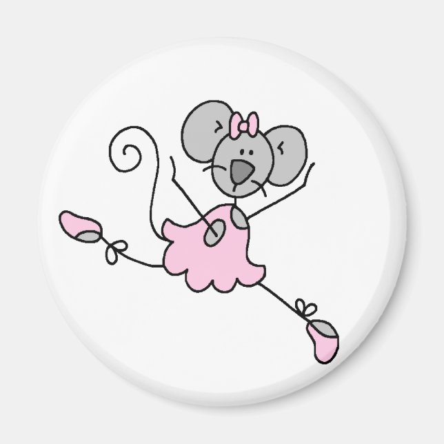 Grått Mouse Ballerina Magnet (Framsidan)