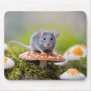 Grått Mouse On Toadstool Musmatta