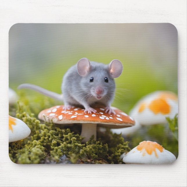 Grått Mouse On Toadstool Musmatta (Framsidan)