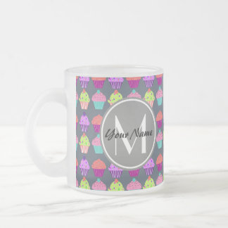 Grått-Muffinsar, Personlig Namn Monogram Frostad Glasmugg