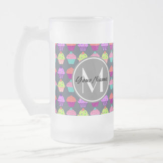 Grått-Muffinsar, Personlig Namn Monogram Frostat Ölglas