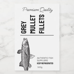 Grått Mullet Fish Filets Product Label Mat Etikett