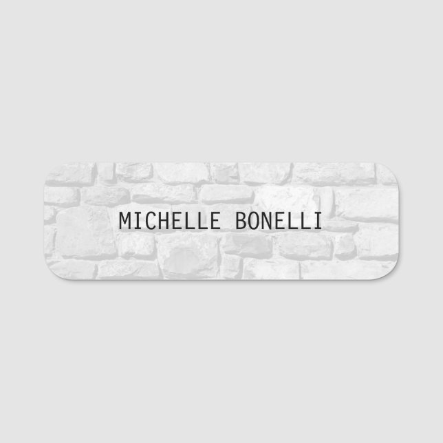 Grått-murens design - lättläst modern namnbricka (Framsida)