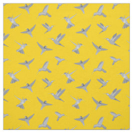 Grått Mustard Guld Hummingbird Mönster Tyg