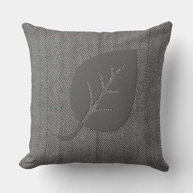 Grått Mysigt Wooly Löv Pillow Kudde (Framsida)