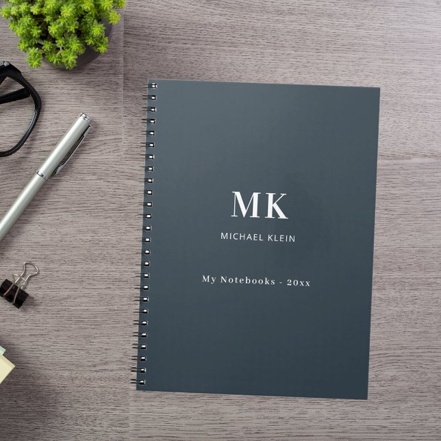 Grått namn monogram anteckningsbok (Skapare uppladdad)