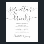 Grått Namnteckning skript Namnteckning Drinks-teck Poster<br><div class="desc">Den här elegantens minimalistiska tecken på namnteckning drycker är perfekt för bröllop firande. Designad av Thisisnotme©</div>