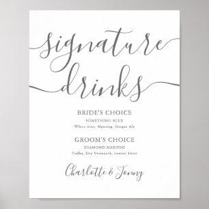 Grått Namnteckning skript Namnteckning Drinks-teck Poster