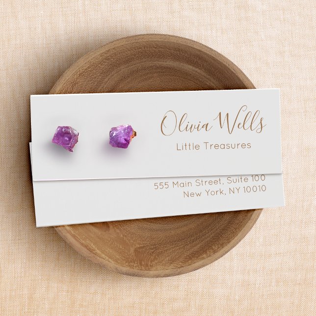 Grått Namnteckning       Visning Stud Earring Card Litet Visitkort (Skapare uppladdad)