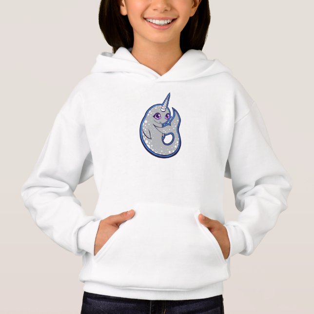 Grått Narwhal val med design för T-shirt (Framsida)