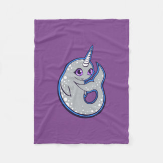 Grått Narwhale Whale with Spots Bläck Teckning Des Fleecefilt