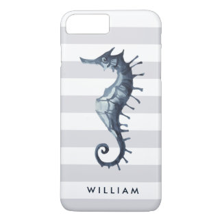 Grått Nautical Seahorse personlig monogram