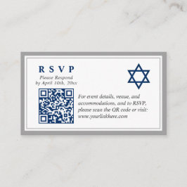 Grått Navy Blue Pub Mitzvah QR Kod OSA Budget Tilläggskort