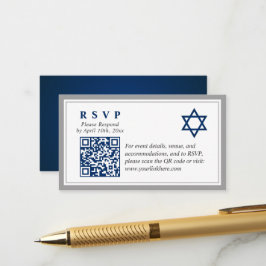 Grått Navy Blue Pub Mitzvah QR Kod OSA Budget Tilläggskort