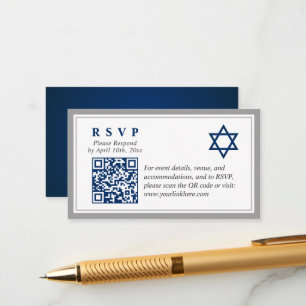 Grått Navy Blue Pub Mitzvah QR Kod OSA Budget Tilläggskort