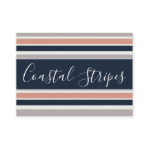 Grått Navy Blue Rosa Coastal Rand Mönster