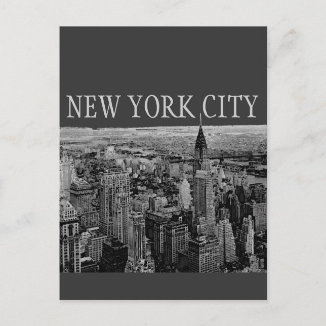 Grått New York City Panorama Postkort Vykort (Framsida)