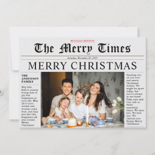 Grått Newspaper God jul Roligt Photo Card Inbjudningar
