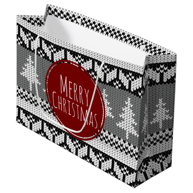 Grått nordiskt mönster för god julträd (Framsidan Vinklad)