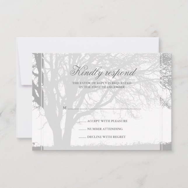Grått Oak Winter Wedding Card OSA Kort (Framsida)
