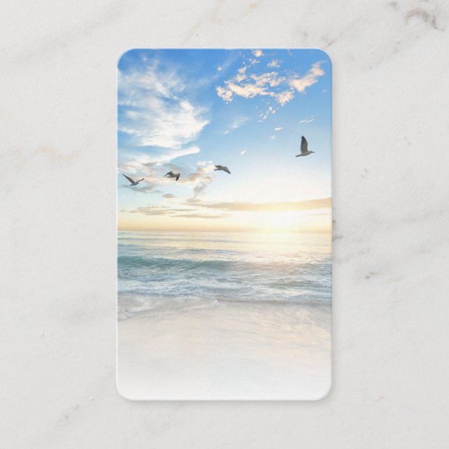 Grått Ocean Beach Sympathy Funeral Memorial Card Visitkort (Framsida)