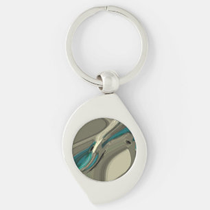 Grått och Abstrakt Art Swirl Silverfärgad Nyckelring