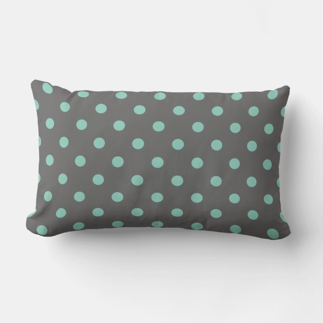 Grått och akvacutlösning Modern Polka dots Lumbarkudde (Framsida)