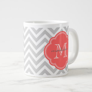 Grått och Anpassningsbar av korallyvron, Monogram Jumbo Mugg