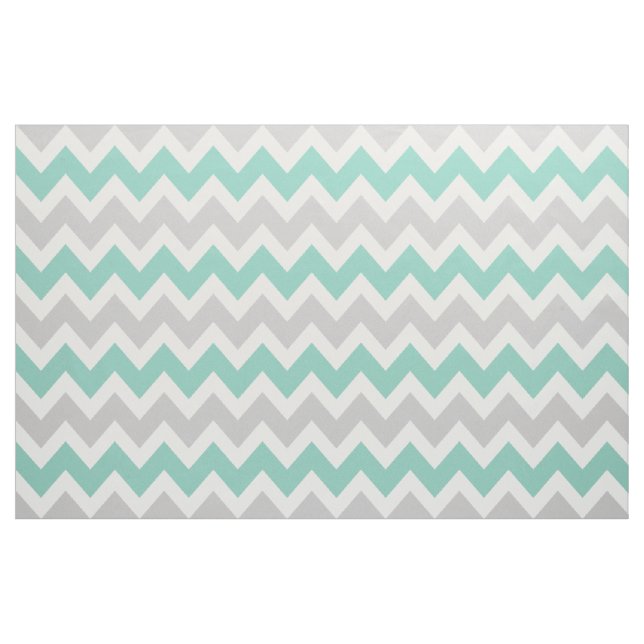Grått och Aqua Modern Chevron Large  Tyg (Yard)