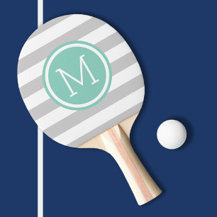 Grått och Aqua Preppy Rand Monogram Pingisracket