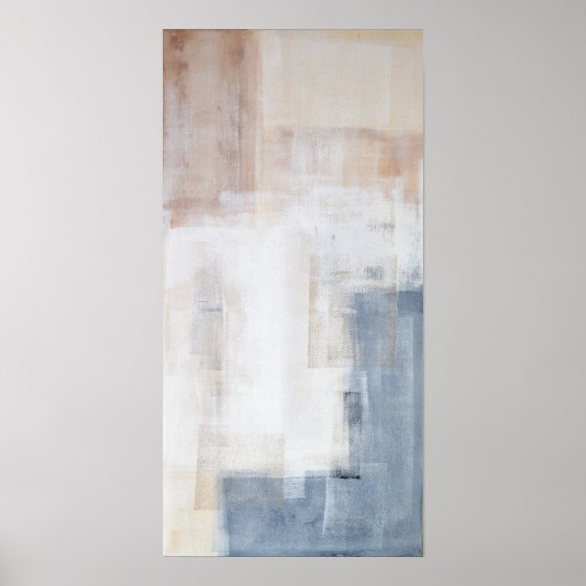 Grått- och Beige Abstrakt Art Painting Poster (Framsidan)