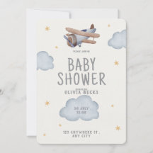 Grått- och Beige Watercolor Baby Shower