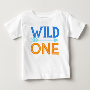 Grått och blå Vild en första födelsedag T-Shirt