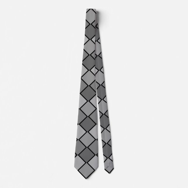 Grått- och Black Checked Necktie Slips (Framsida)