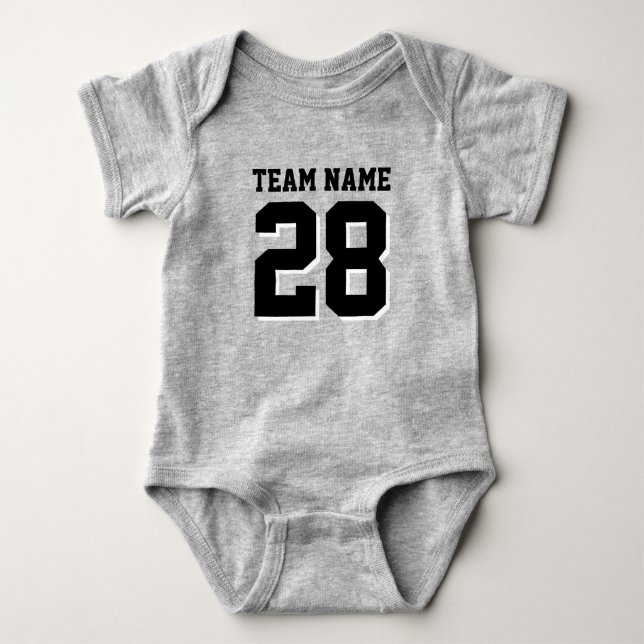 Grått och Black Football Jersey Sports Baby Romper T-shirt (Framsida)