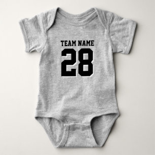 Grått och Black Football Jersey Sports Baby Romper Tröja