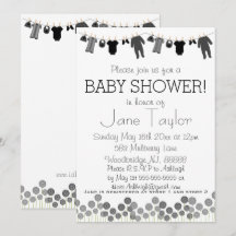 Grått- och Black Little Clothes Baby Shower