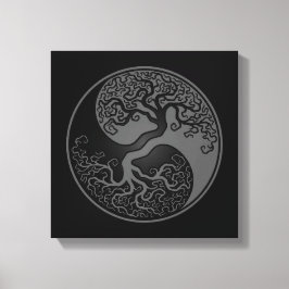 Grått och Black Livets träd Yin Yang Canvastryck