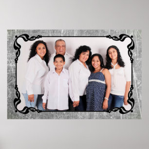 Grått- och Black Script Gräns Family Photo Poster