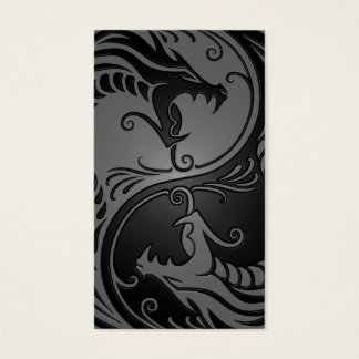 Grått och Black Yin Yang Dragons Visitkort