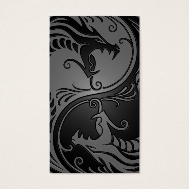 Grått och Black Yin Yang Dragons Visitkort (Framsidan)