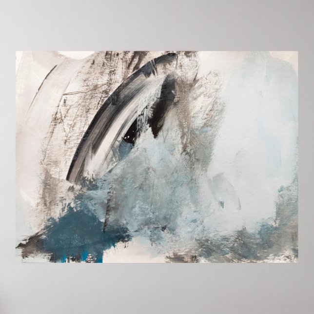 Grått- och Blue Abstrakt Art Painting.abstrakt,art Poster (Framsidan)