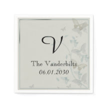 Grått och Blue Butterfly Medow Bröllop Napkin