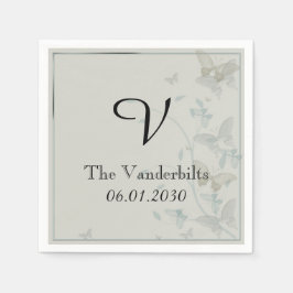 Grått och Blue Butterfly Medow Bröllop Napkin Pappersservett