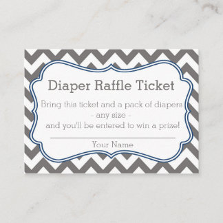 Grått och Blue Chevron Diaper Raffle Biljett Tilläggskort
