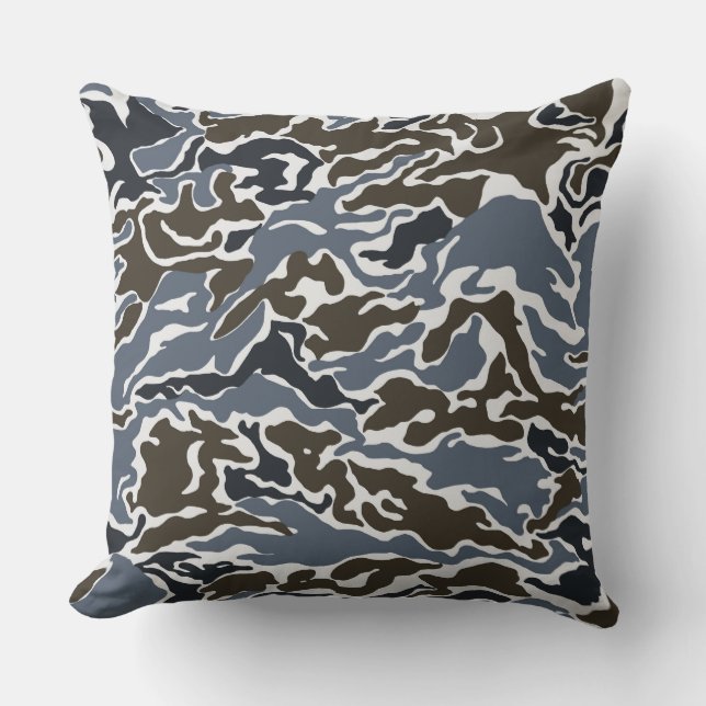 Grått och Brown Camo Dekorativ kudde (Framsida)