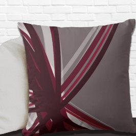 Grått och Burgundy Artistic Abstrakt Dekorativ kud Kudde