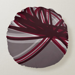 Grått- och Burgundy-Elegant-menyfliksdesign Rund Kudde