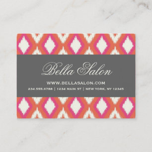 Grått och Coral Tribal Ikat Chevron Visitkort