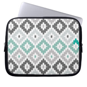 Grått och för tryckIkat för Mint stam- mönster Laptop Sleeve